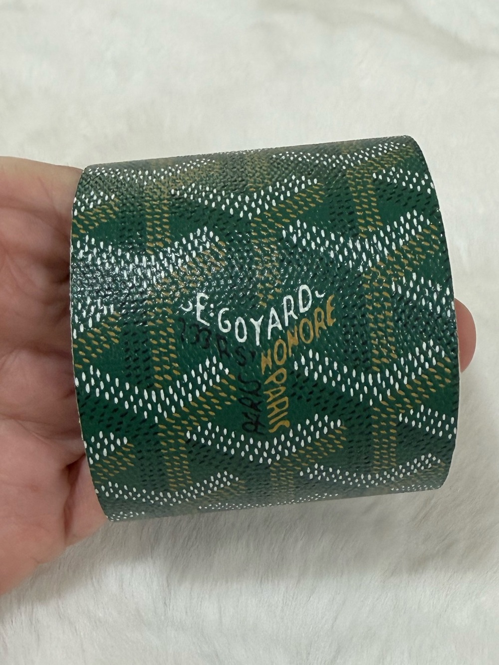 Goyard upcycled Green Printed coated Canvas Cuff bracelet brand new